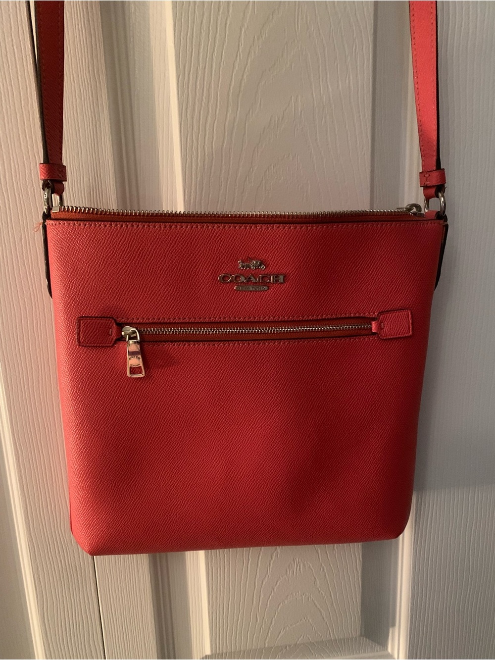 Coach rowan file crossbody purse bag in salmon orange